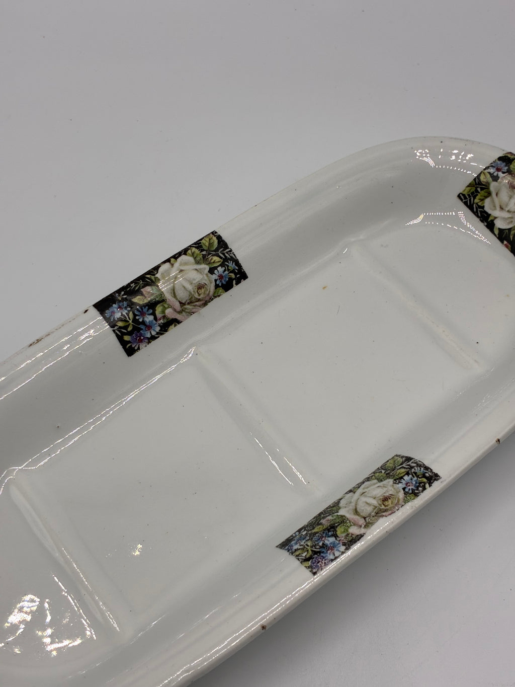 Porte peignes ou porte savon ancien HBCM Honnaing faïence française époque Art Déco