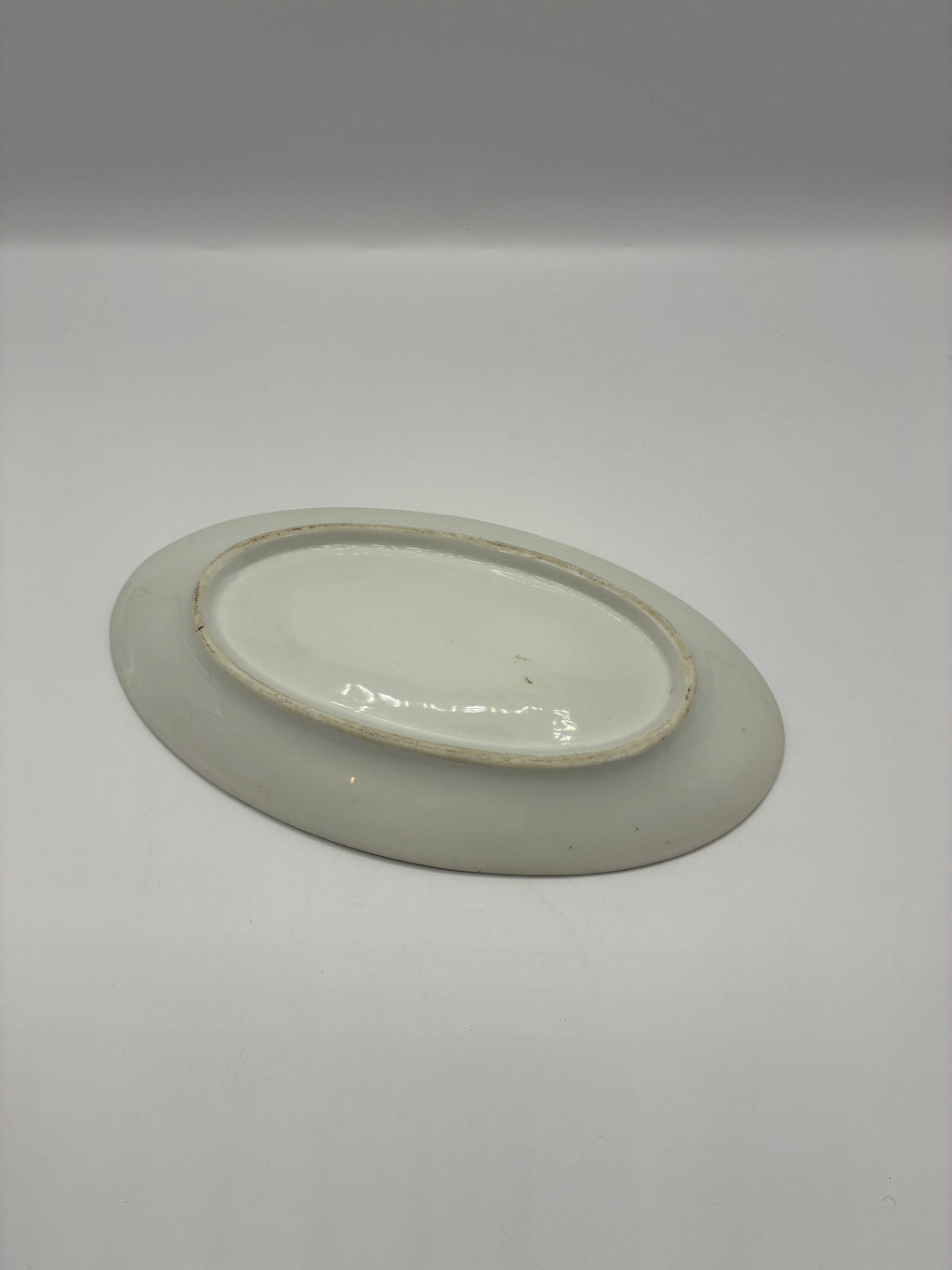 Plat ovale ancien décor floral faïence début XXe siècle