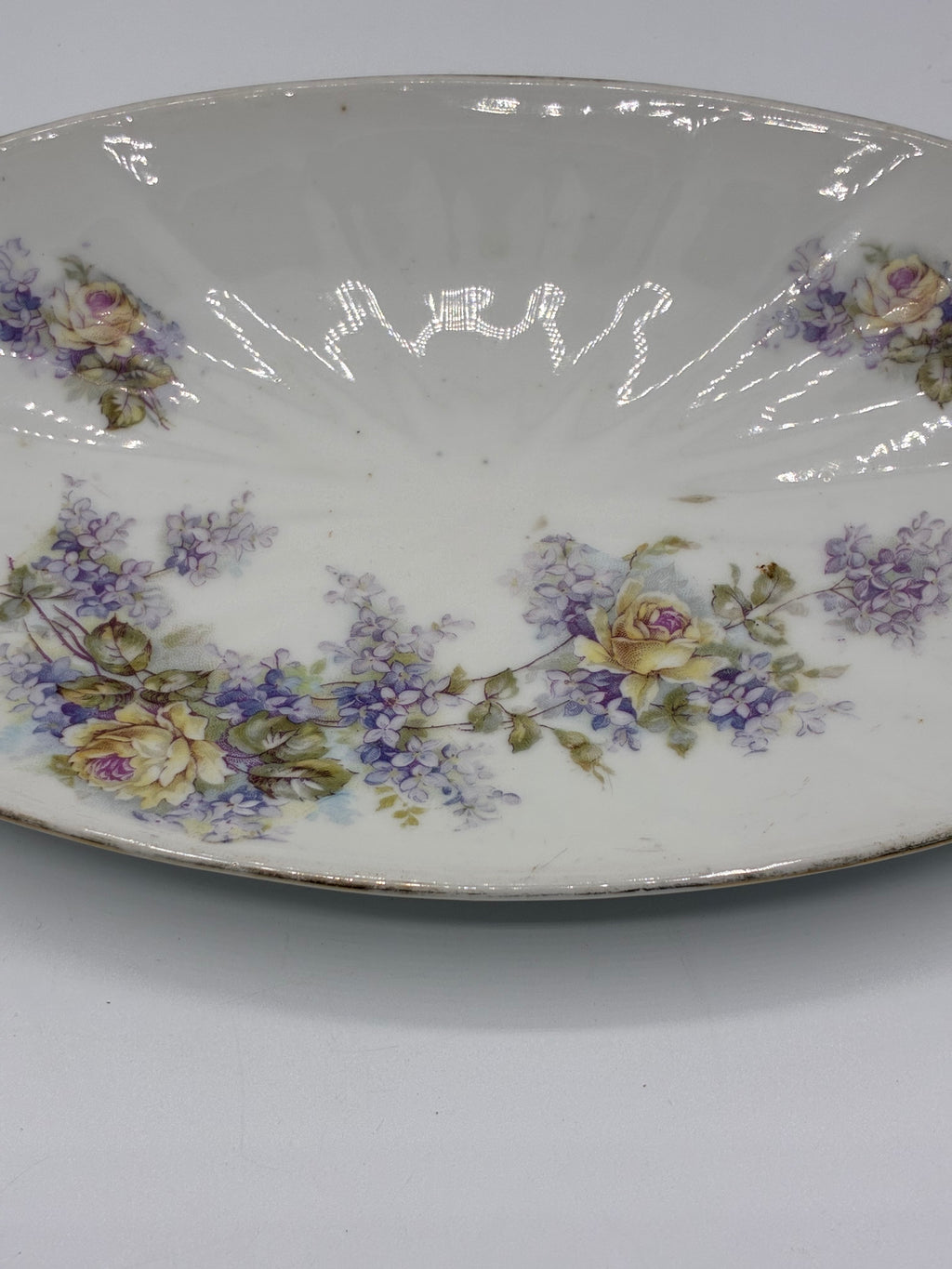 Plat ovale ancien décor floral faïence début XXe siècle