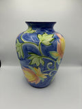 Grand vase céramique peinte main Alcobaça Portugal décor floral 30 cm