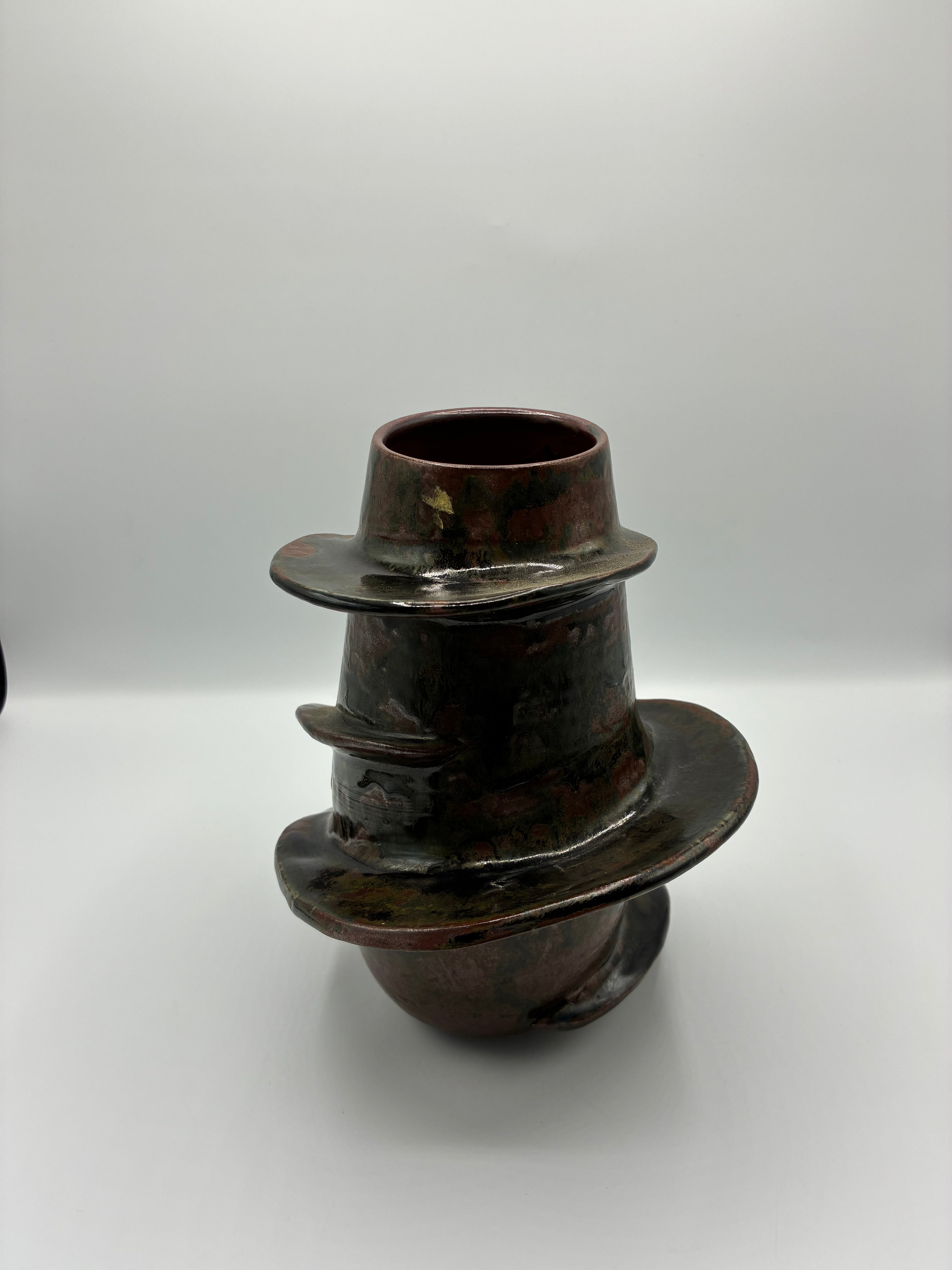 Vase sculptural céramique attribué à Dominique Bagnier – pièce unique esprit loft industriel