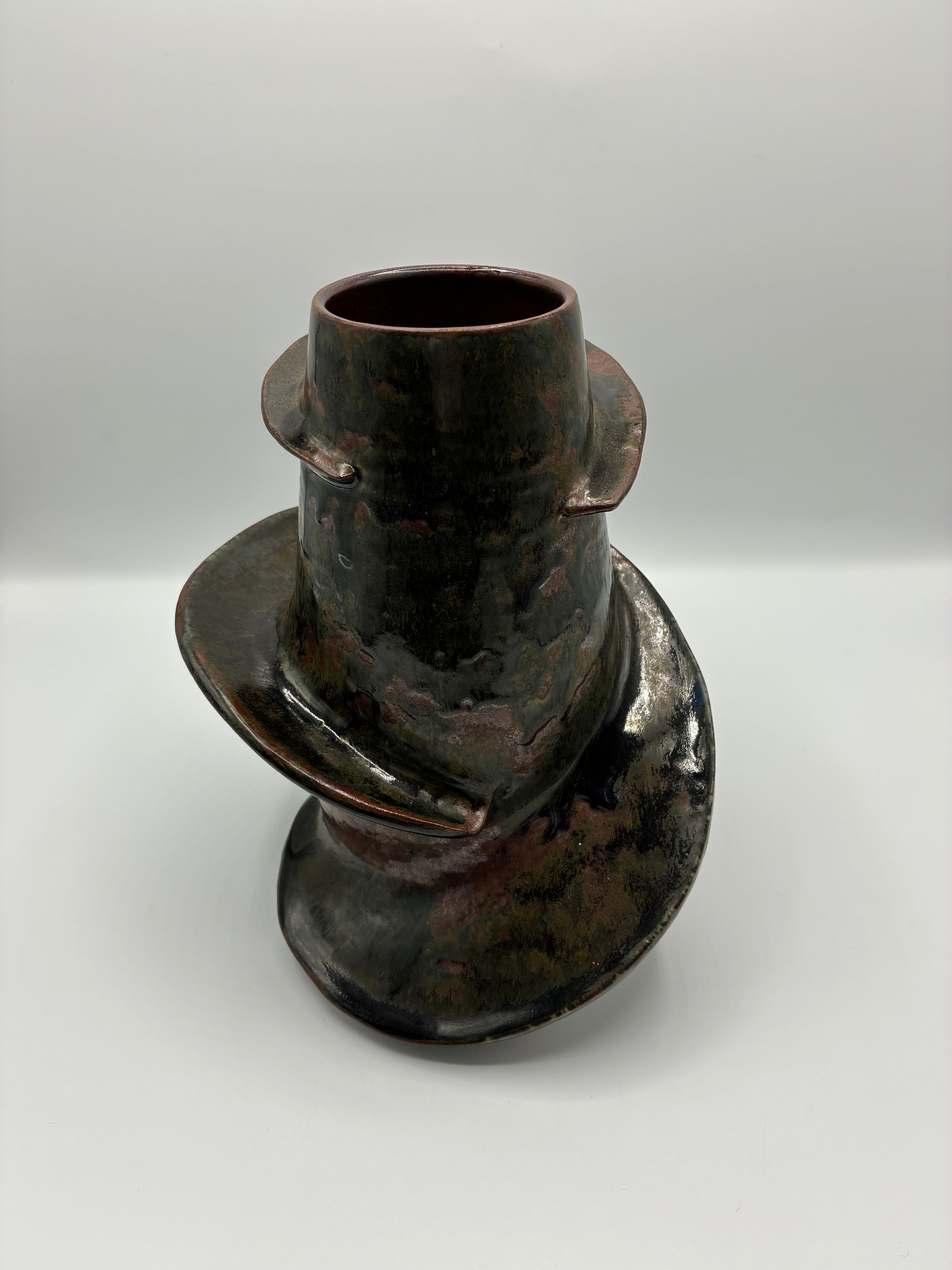 Vase sculptural céramique attribué à Dominique Bagnier – pièce unique esprit loft industriel
