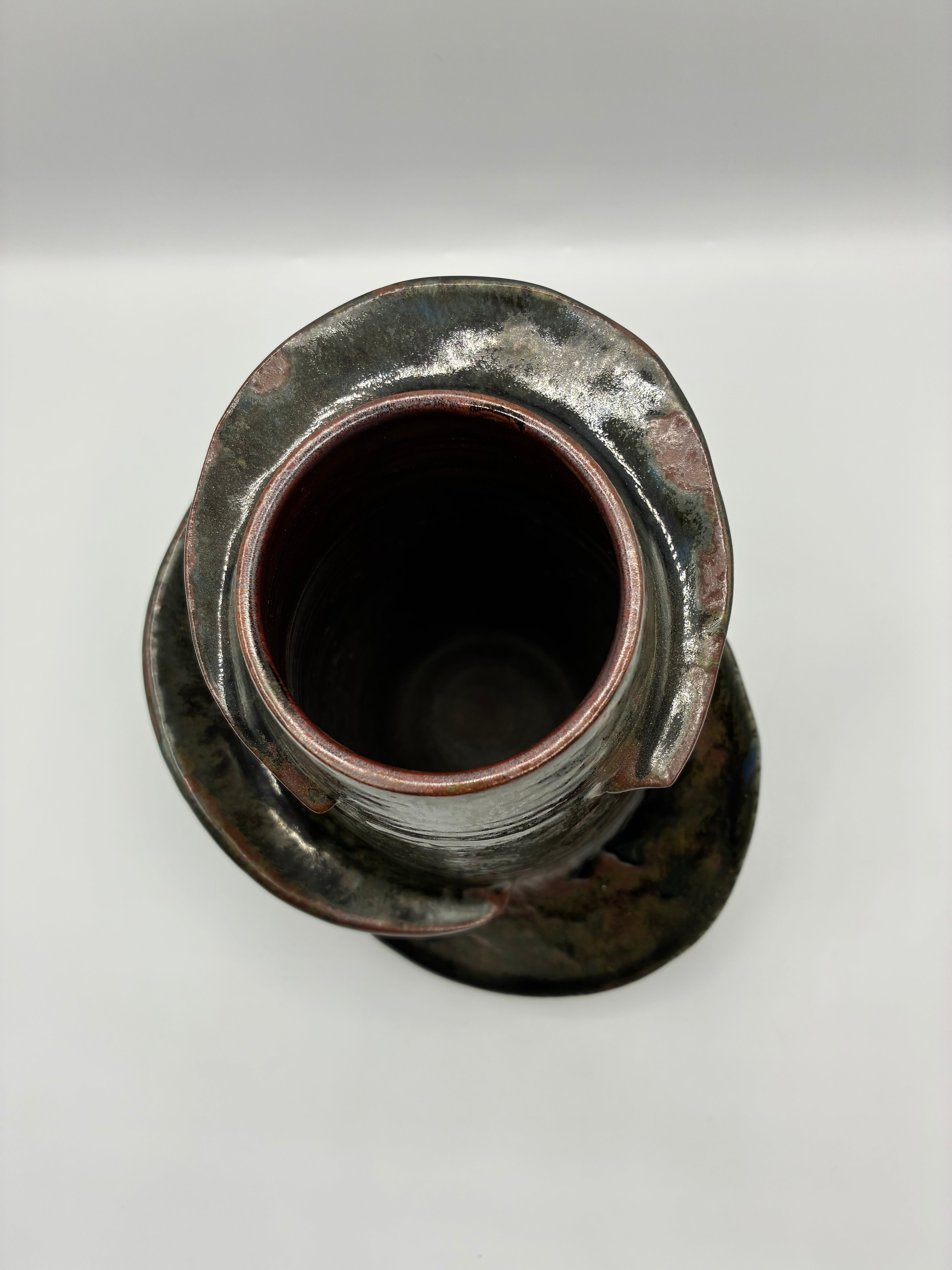 Vase sculptural céramique attribué à Dominique Bagnier – pièce unique esprit loft industriel