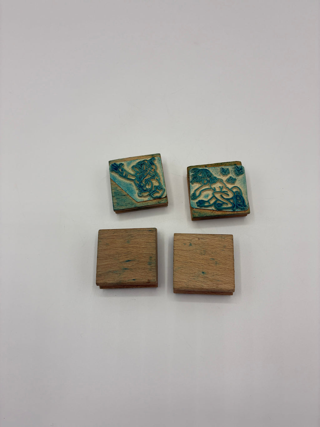 Lot de tampons anciens Disney en bois Mickey Donald vintage