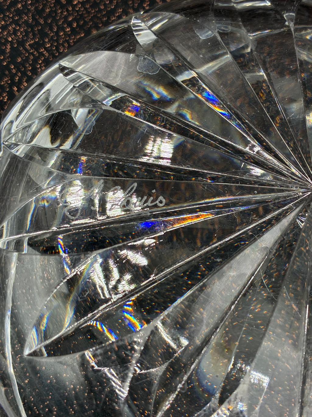 Grande coupe en cristal Saint Louis signée décor étoilé centre de table
