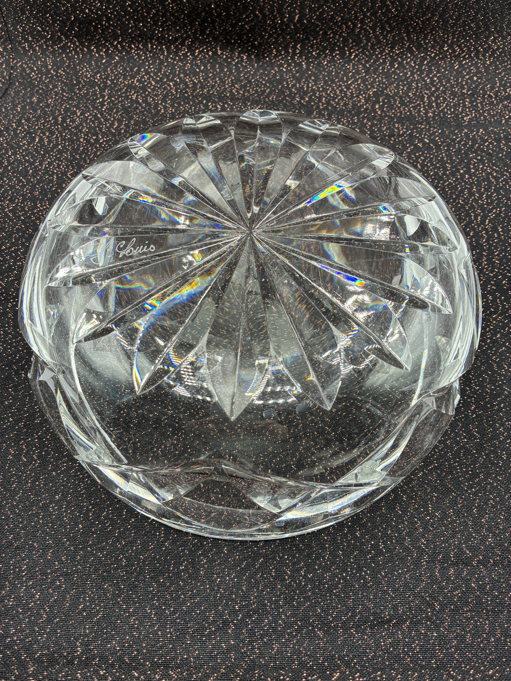 Grande coupe en cristal Saint Louis signée décor étoilé centre de table