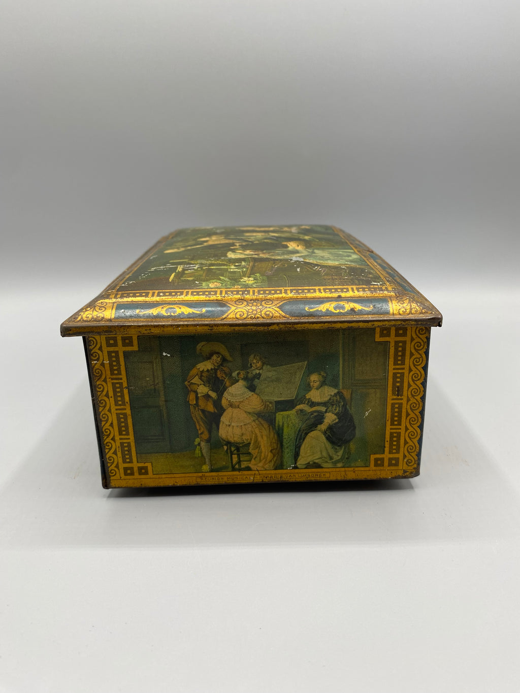 Boîte en fer Bekkers Dordrecht, couvercle avec mesure longueur 21 cm