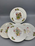5 assiettes porcelaine Limoges décor chardons campanules, vue d'ensemble