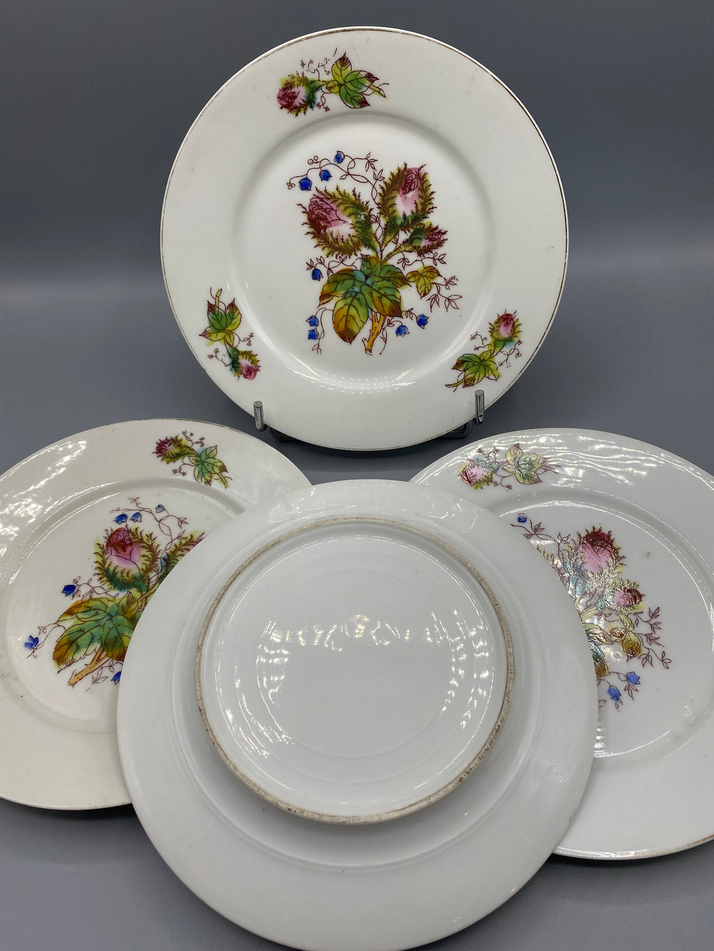 5 assiettes porcelaine Limoges, vue revers marque Limoges France
