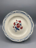 Assiette plate faïence Moulin des Loups décor Mia Rosa, vue de face bouquet rose et œillets