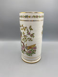 Vase rouleau porcelaine Kinoys Rhodes, décor paons et fleurs, or 24 carats, face 1