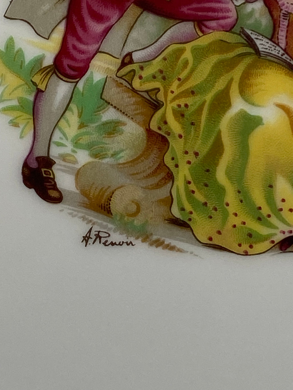 Détail signature A. Renoir et robe jaune à crinoline