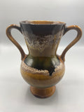 Vase Sarreguemines Hawaï peint main vue de face émail flammé brun