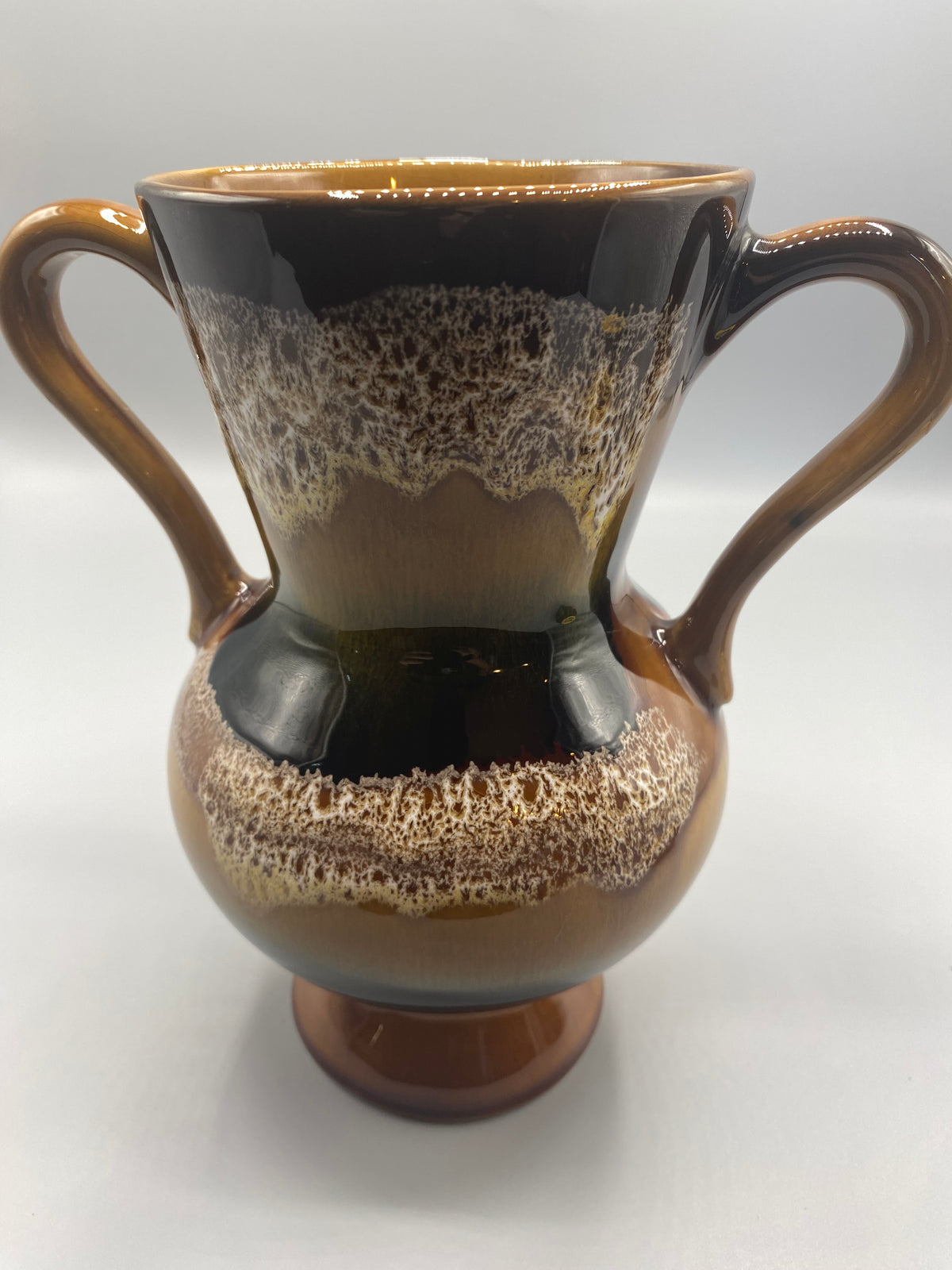 Vase Sarreguemines Hawaï intérieur glaçure miel ombilic central