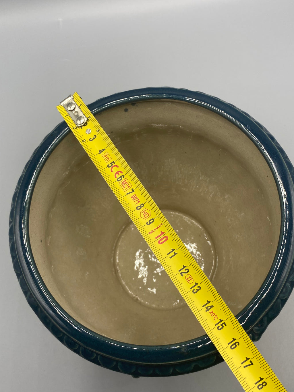 Cache-pot bleu canard mesure diamètre intérieur 17 cm