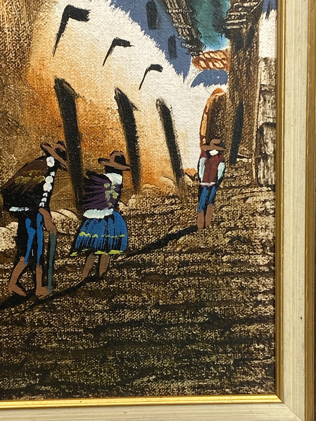 Revers du tableau avec étiquette Centro Artesanal Magdalena, Miraflores Lima