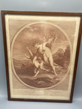 Gravure ancienne d'après Nattier, détail bas de la composition avec titre et signature Lépicé