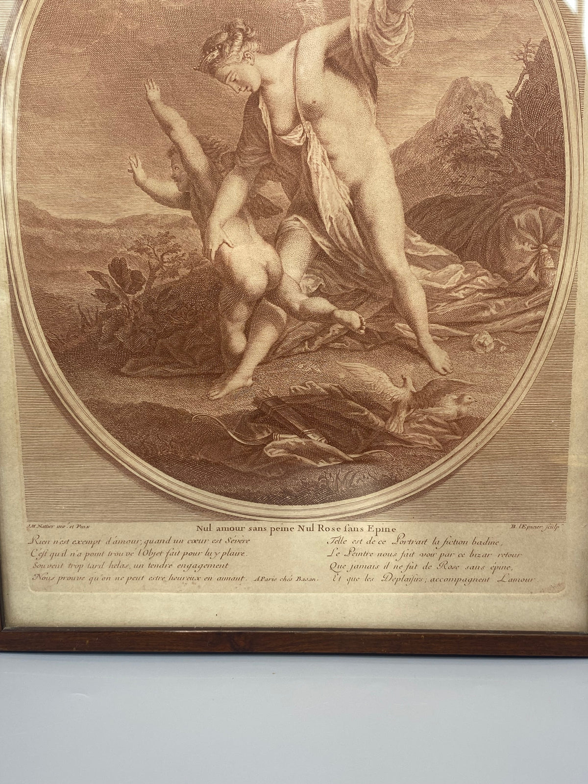Détail de la composition, Vénus et l'Amour dans le médaillon ovale