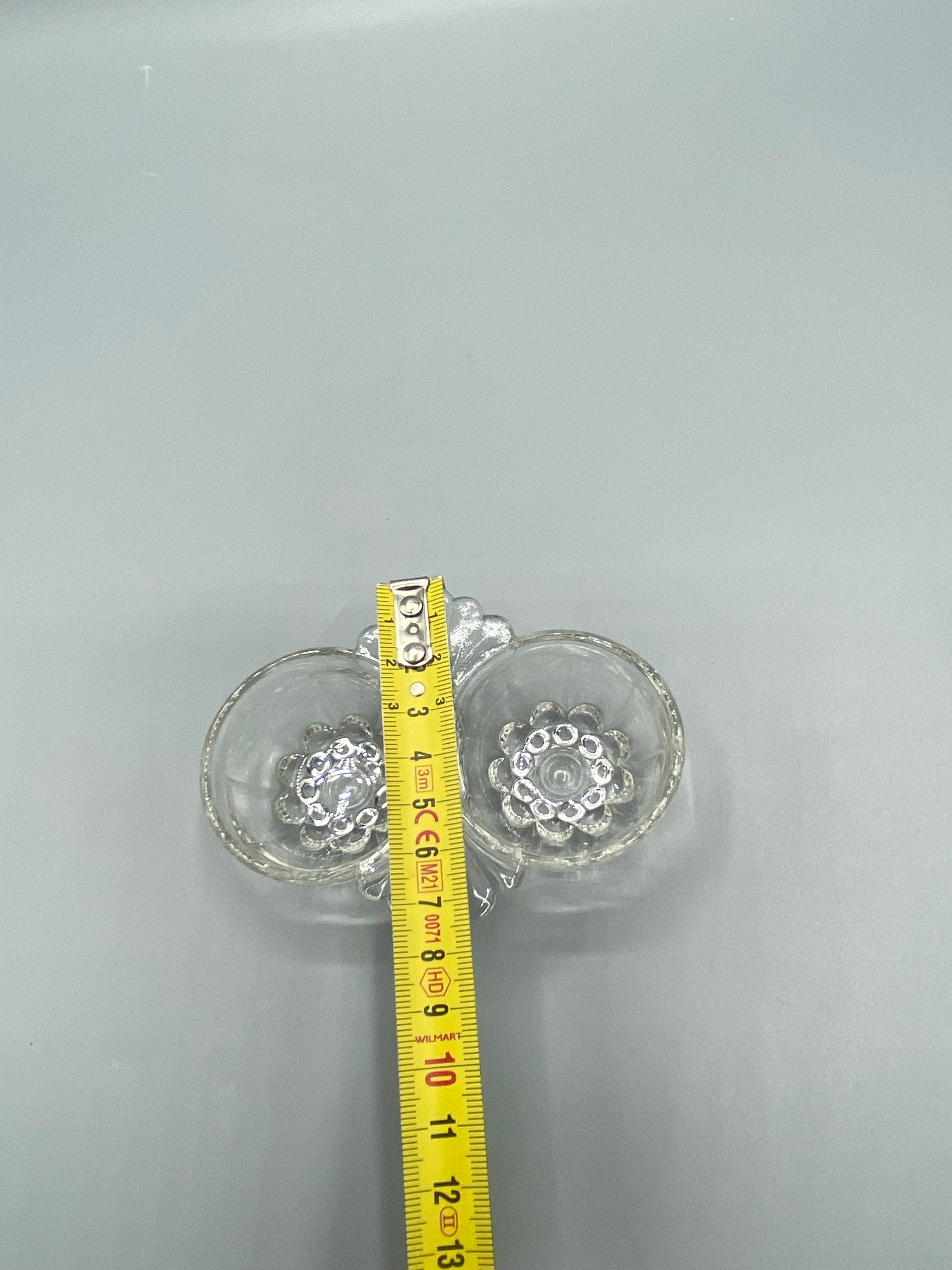 Double saleron verre pressé avec mètre, hauteur environ 4 cm