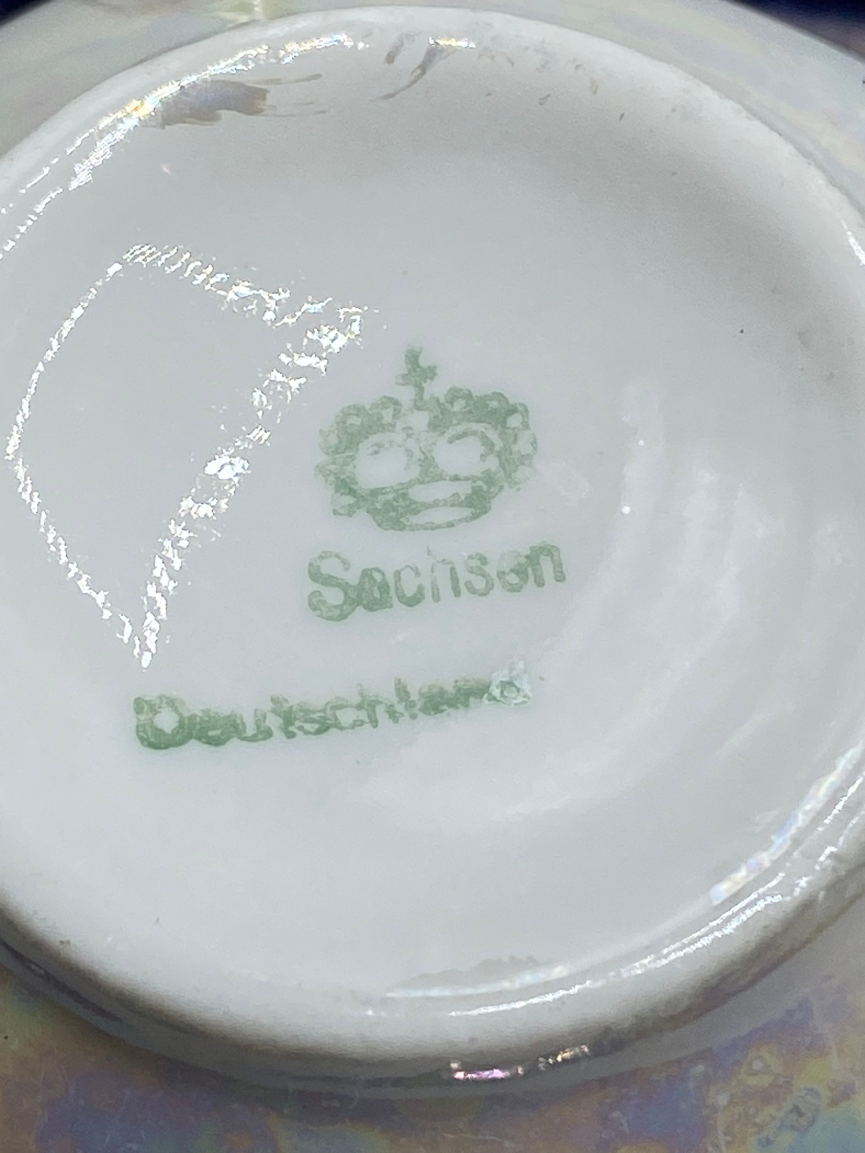 Tasse et soucoupe en porcelaine irisée Sachsen Deutschland
