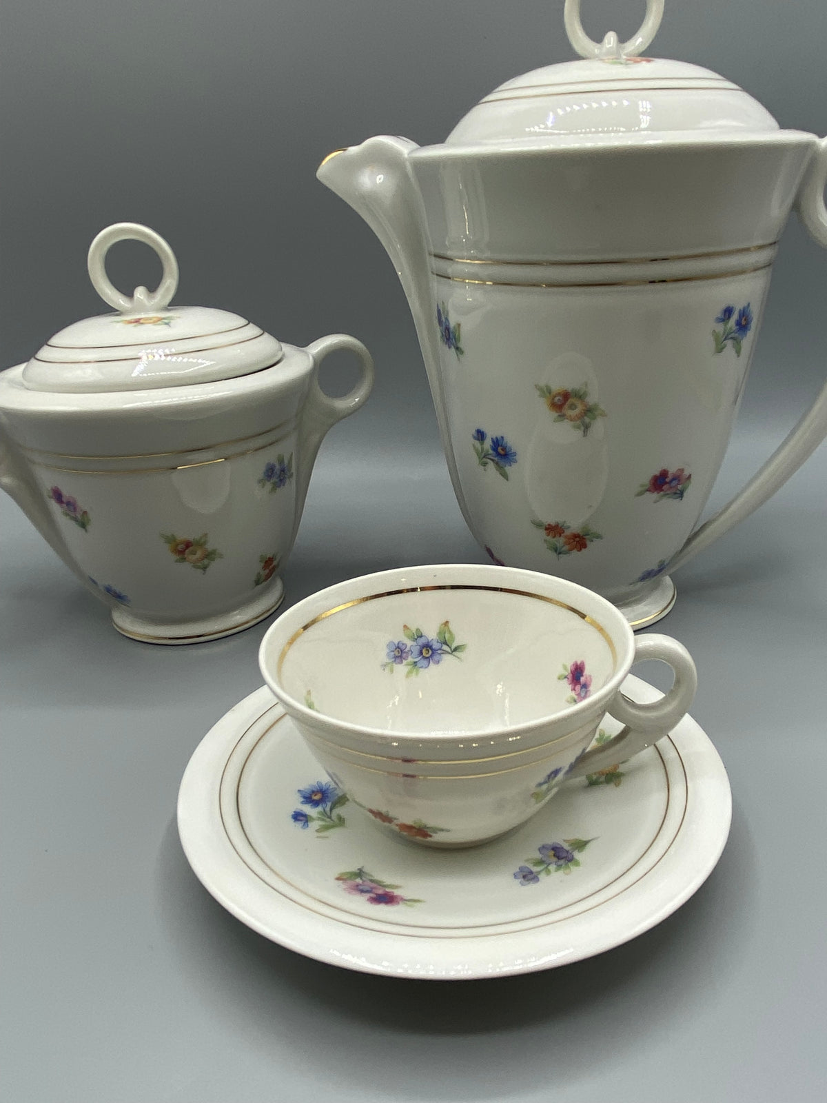 Cafetière porcelaine Limoges – vue de profil avec couvercle