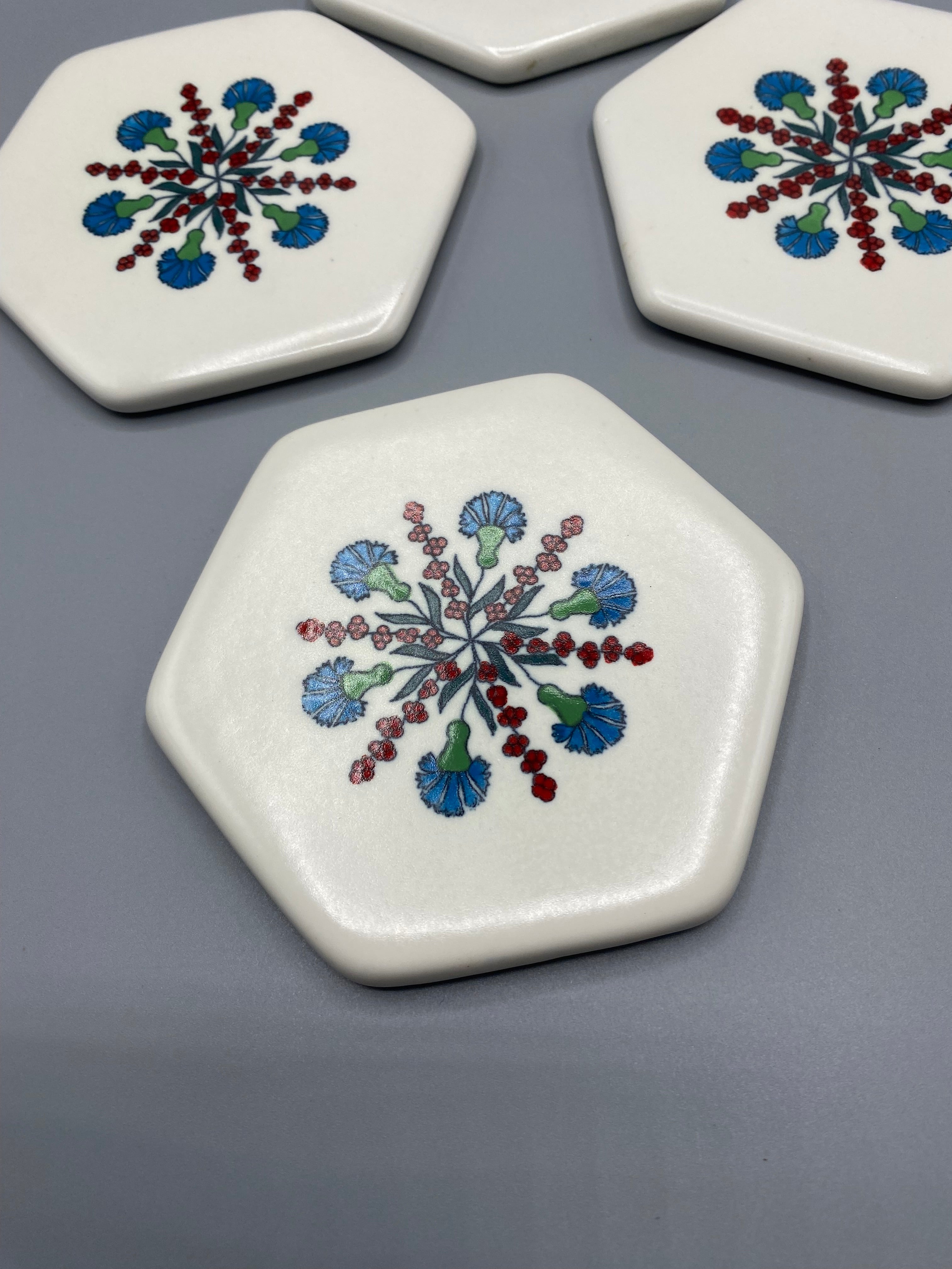 4 dessous de verre Maison Manoï Collection Jardin – mesure 10 cm
