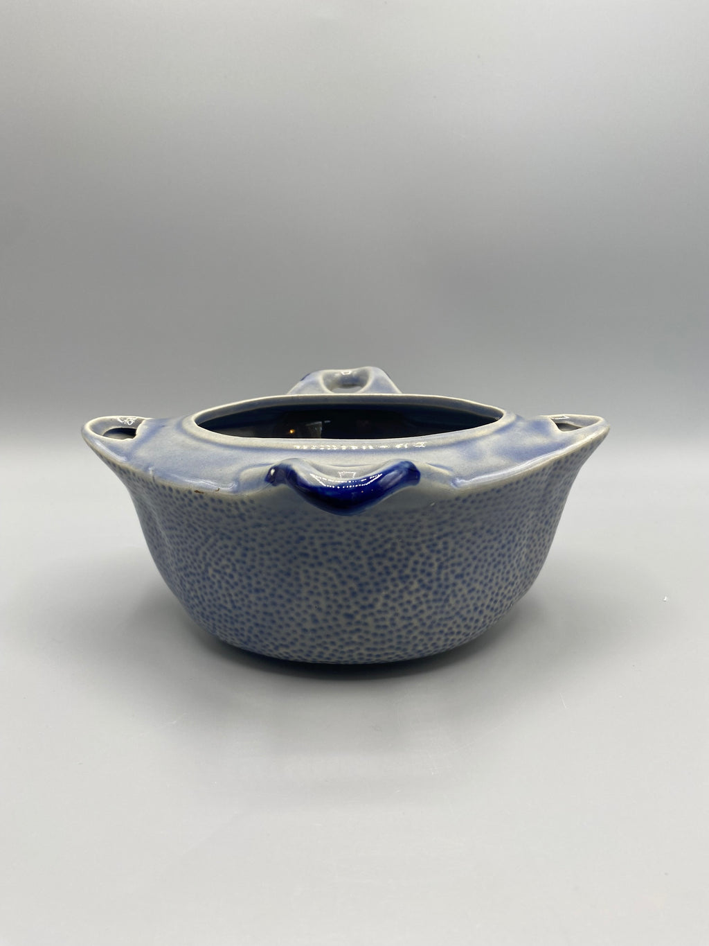 Saucière céramique gris-bleu moucheté – vue de profil