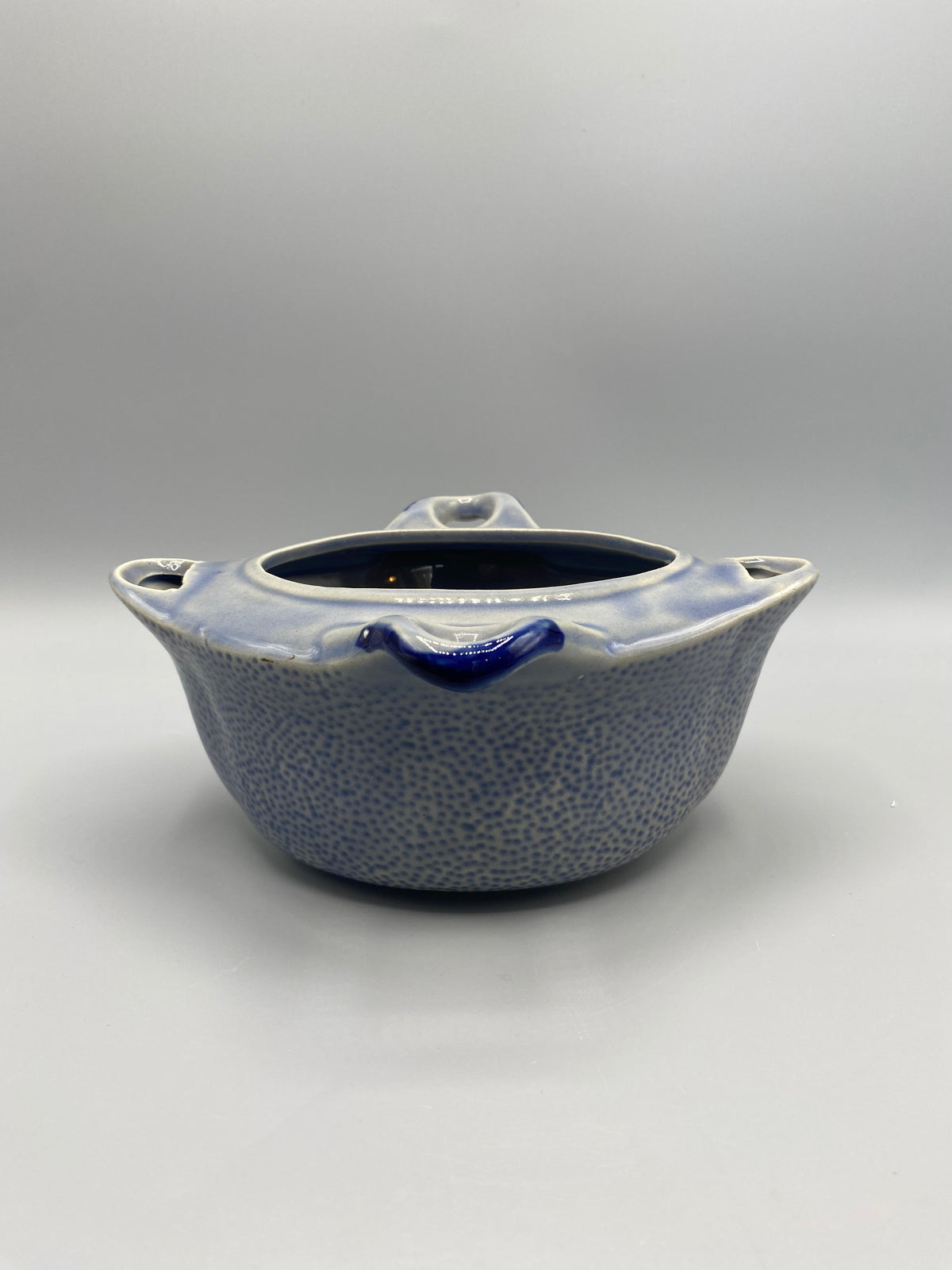 Saucière céramique gris-bleu moucheté – vue de profil
