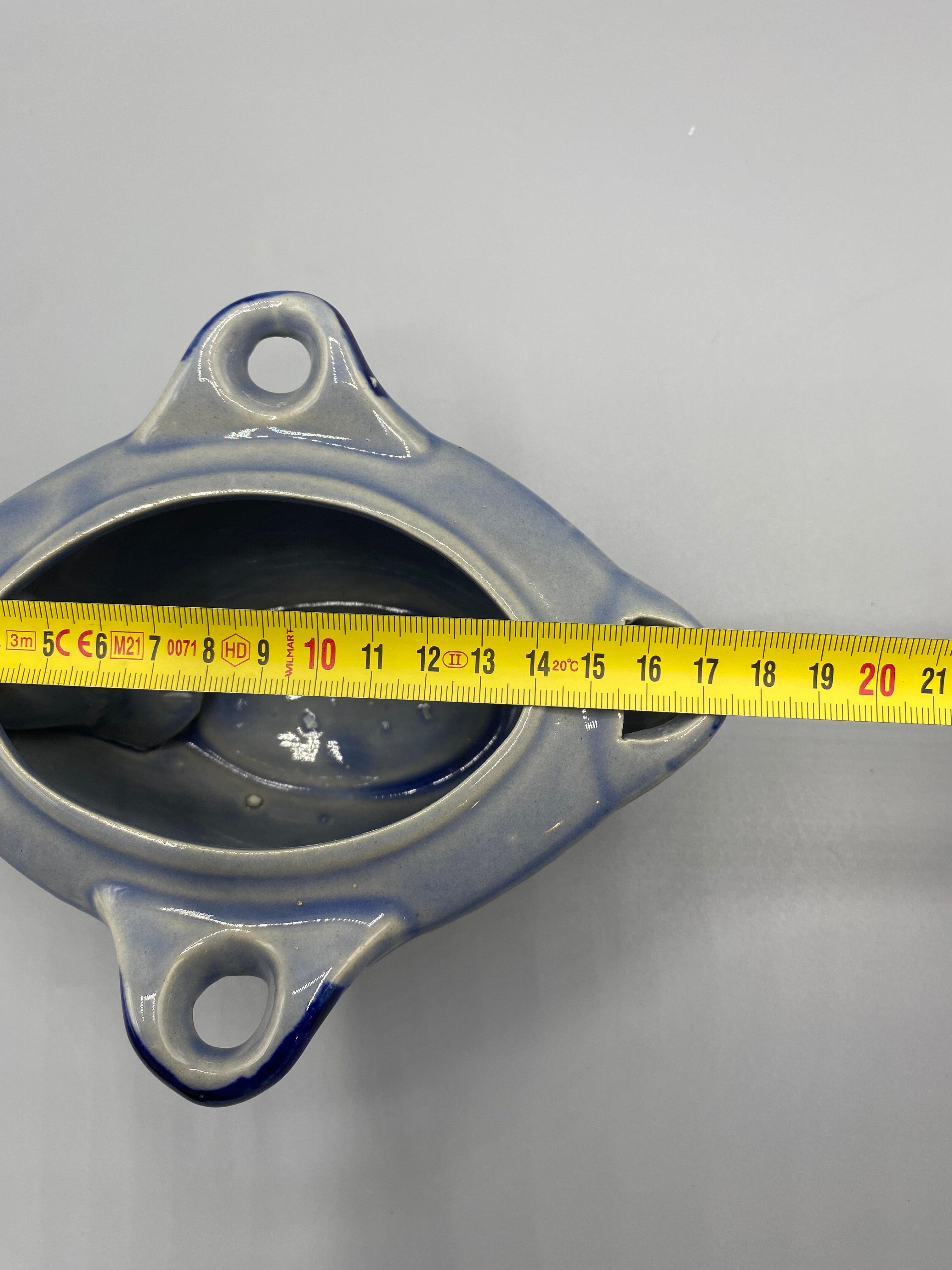 Saucière céramique gris-bleu moucheté – mesure profondeur 15 cm