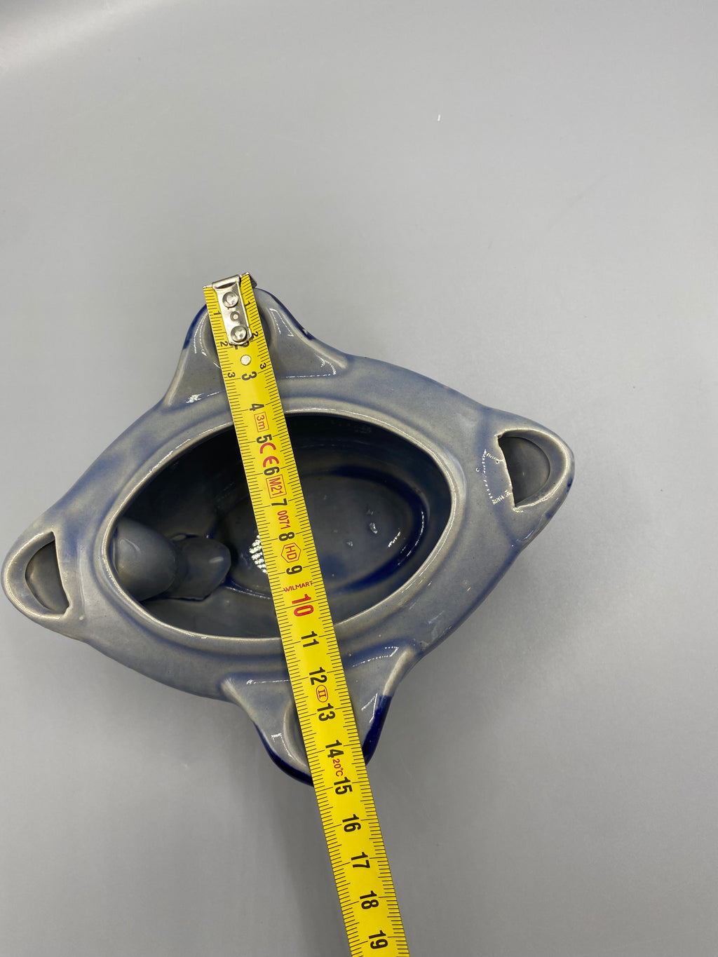 Saucière céramique gris-bleu moucheté – vue du dessus