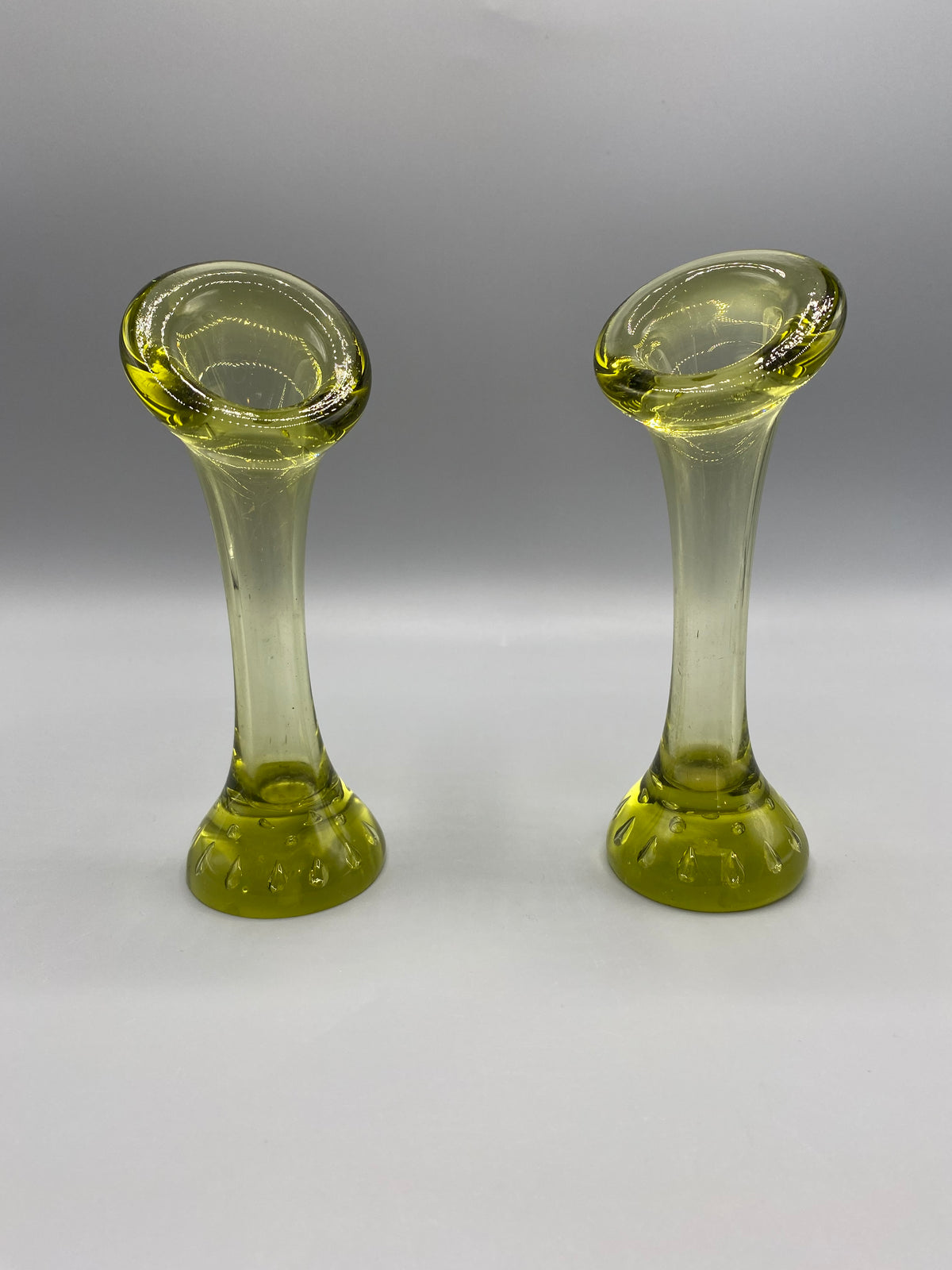 2 soliflores Bo Borgström Åseda Glasbruk – vue de face col évasé