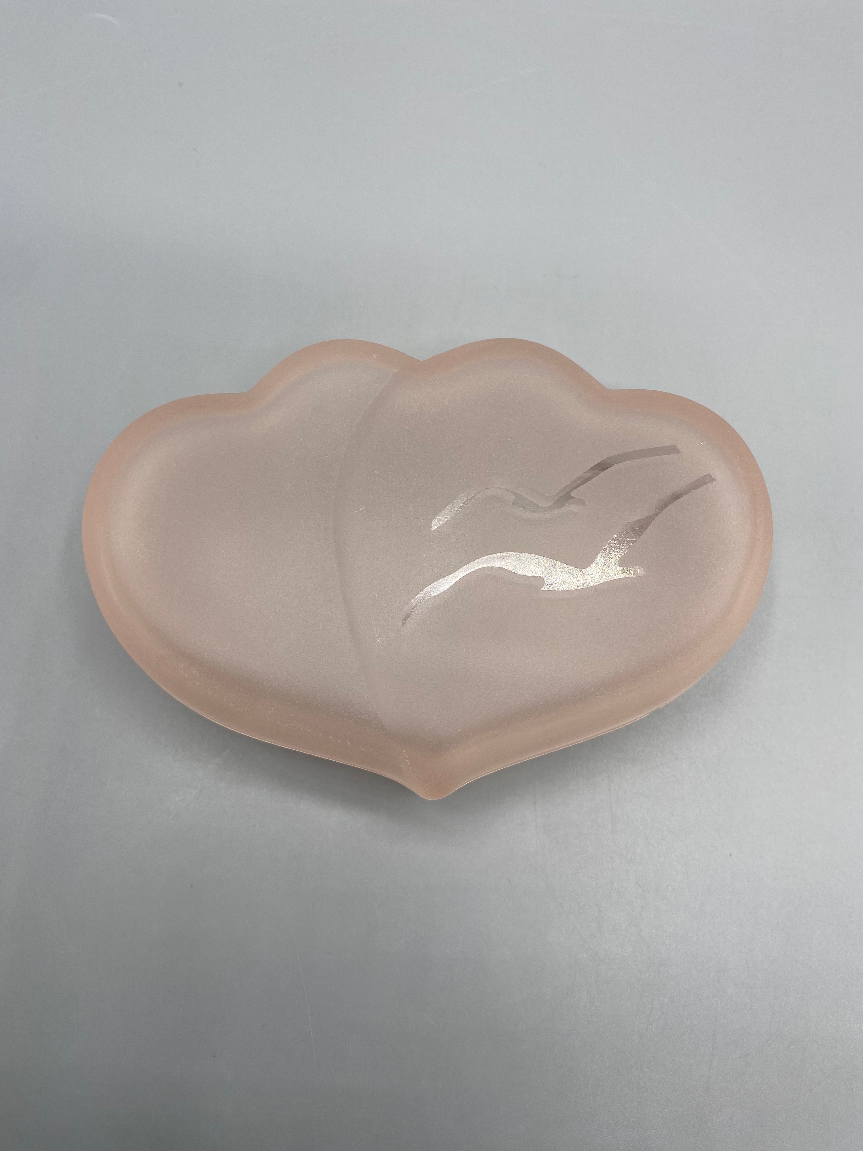 Boîte à bijoux verre rosé – intérieur fond gravé mouette