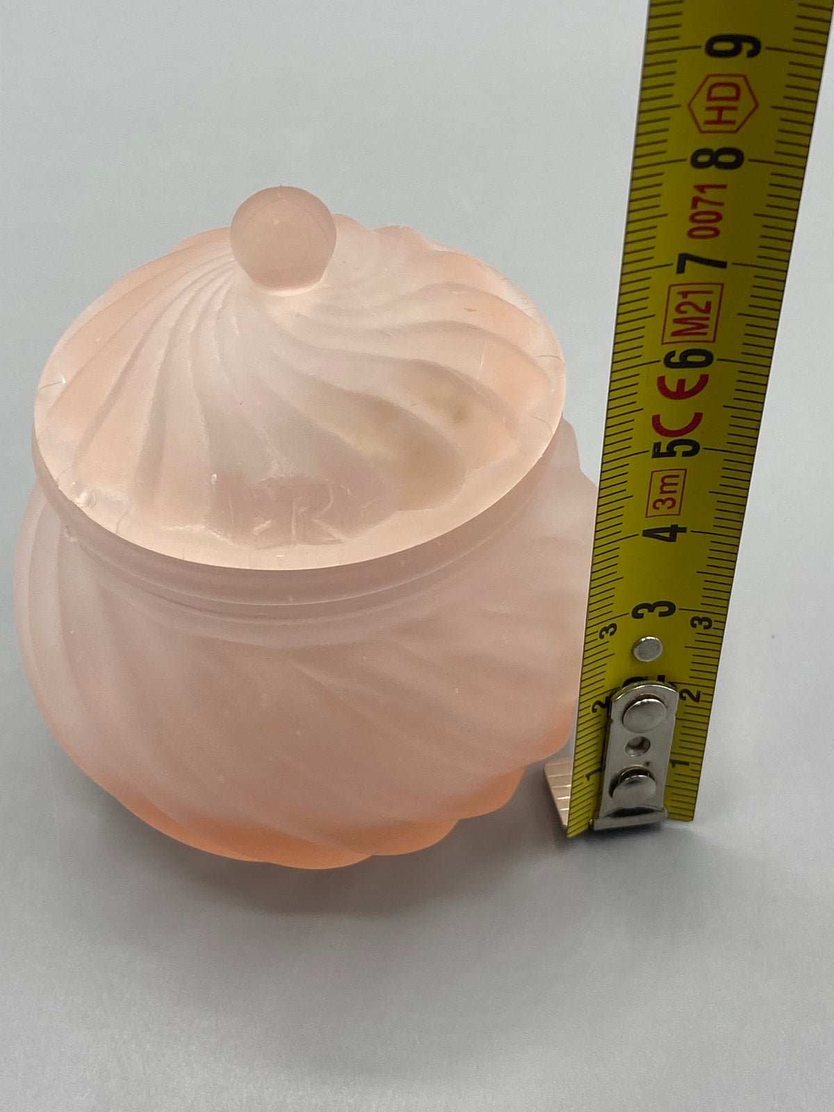 Boîte à bijoux verre rosé – mesure hauteur 8 cm