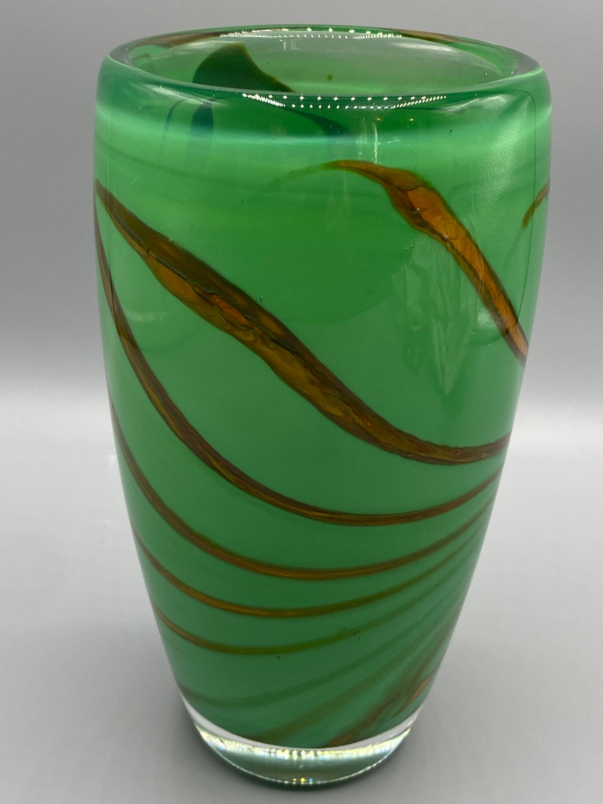 Vase verre art vert émeraude – vue dessus ouverture