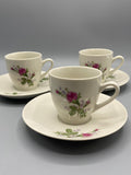 3 tasses soucoupes porcelaine roses – vue ensemble face