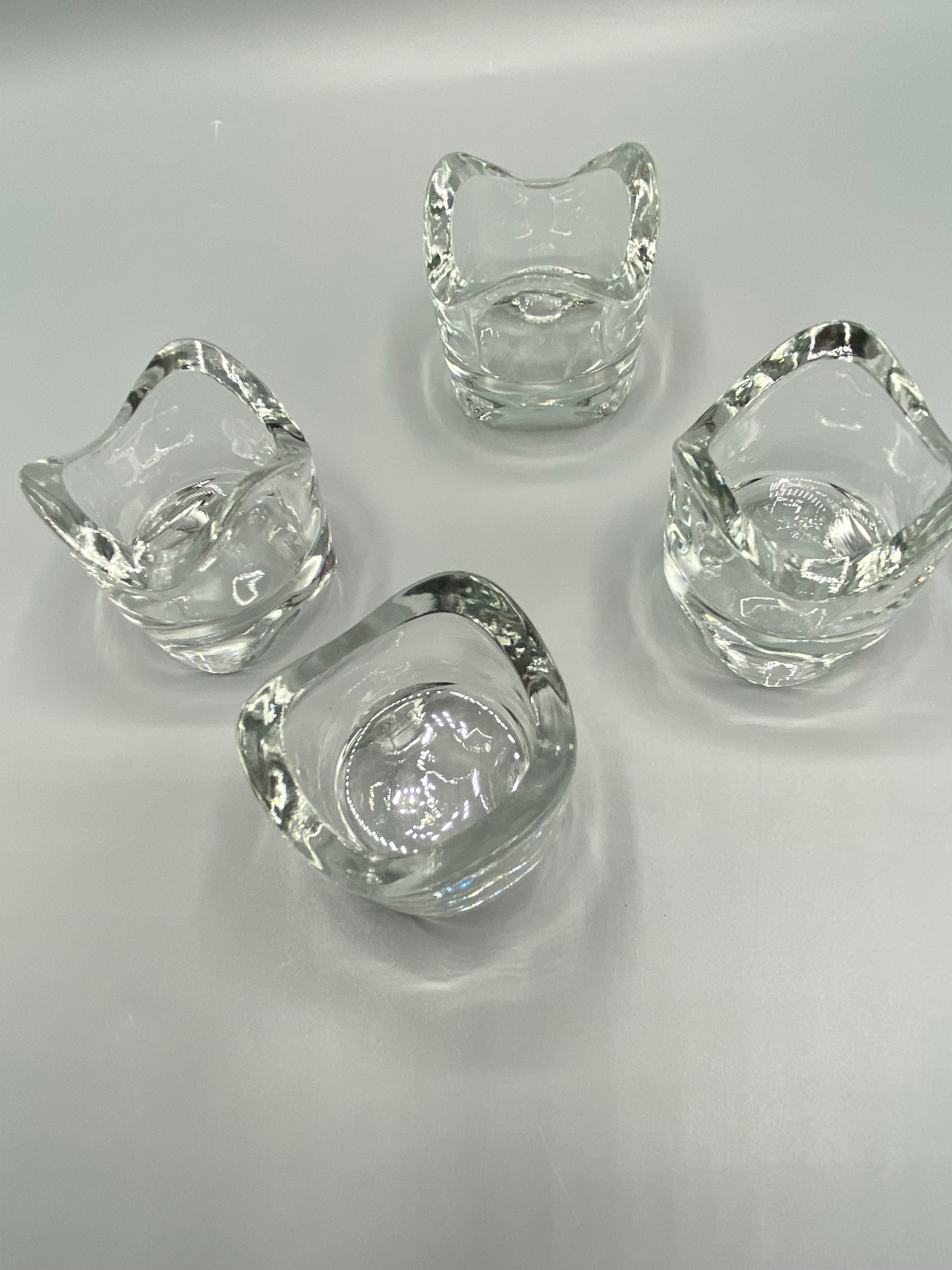 4 bougeoirs cristal vintage – vue dessus formes organiques