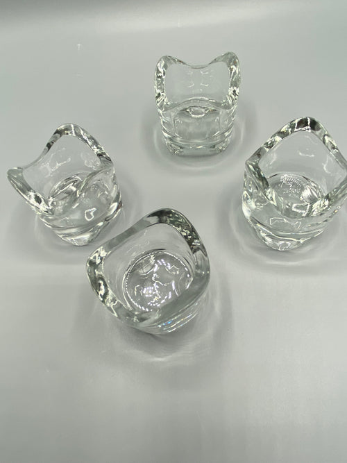 4 bougeoirs cristal vintage – vue dessus formes organiques