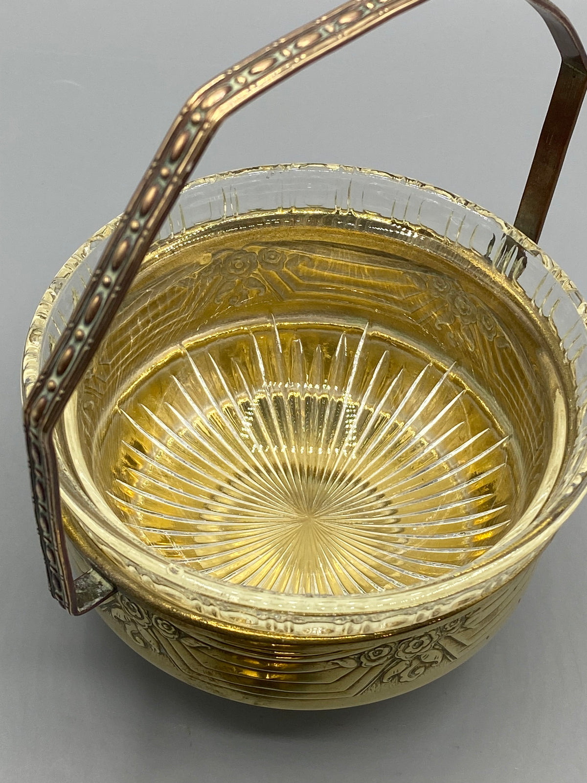 Sucrier Art déco – vue dessous monture et verre démontés cuillère