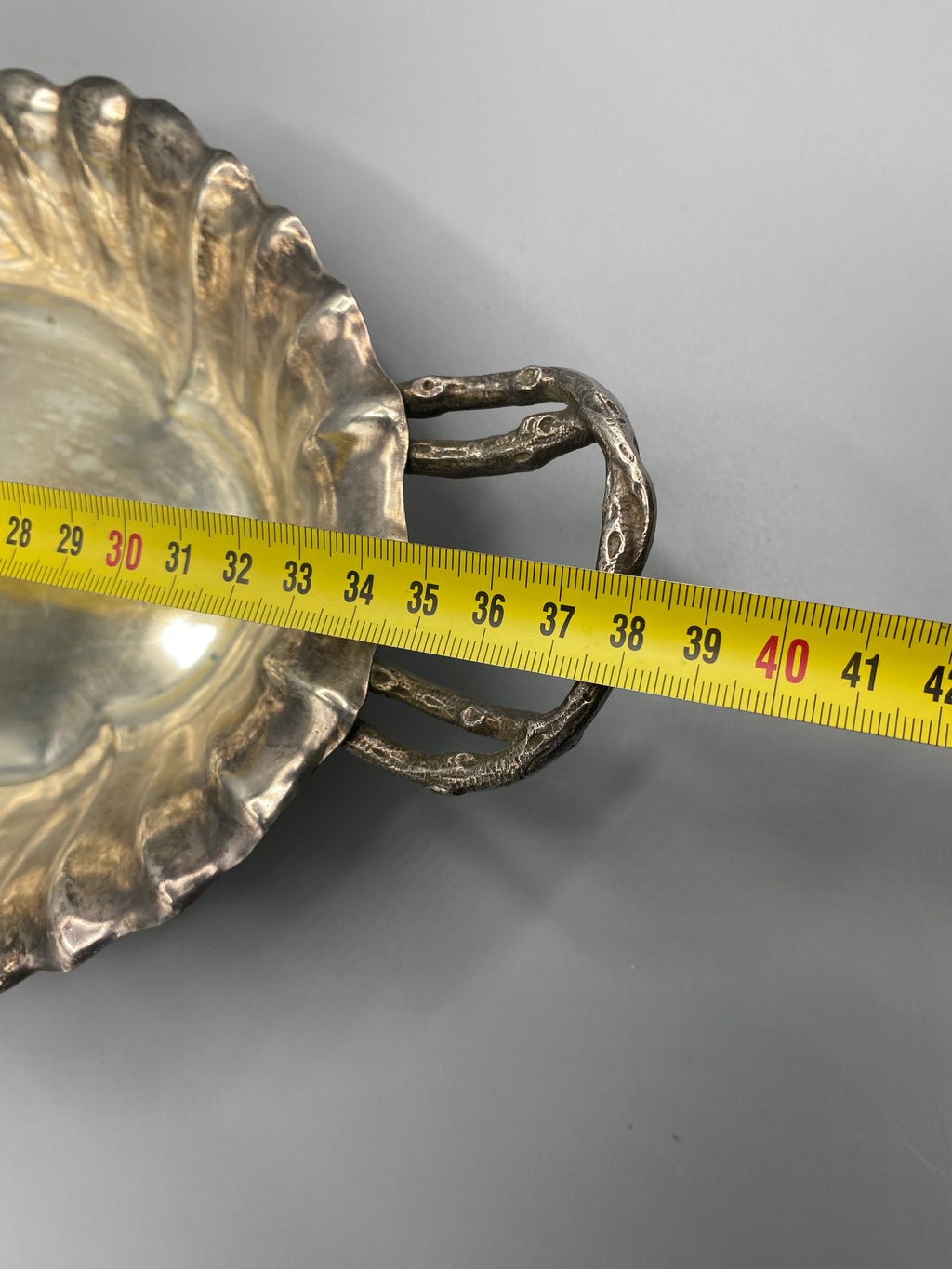 Corbeille Art Nouveau métal argenté – mesure longueur totale 39 cm