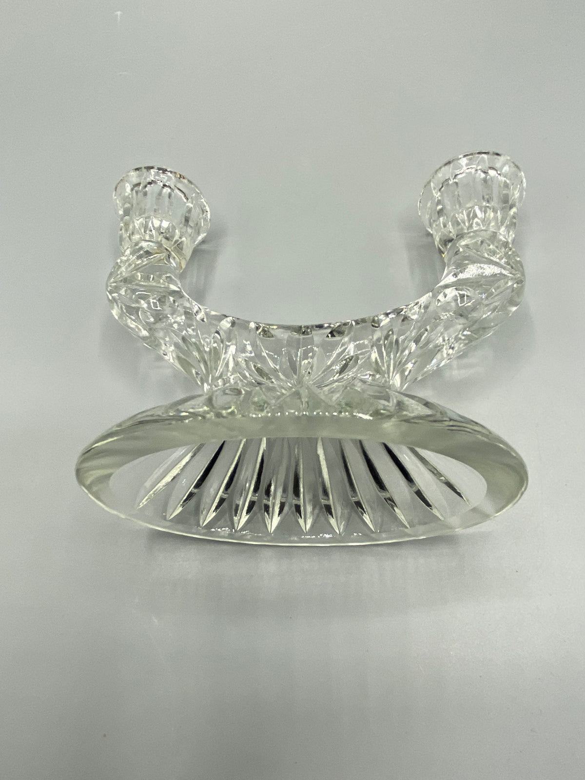 Bougeoir double cristal taillé, mesure hauteur environ 13 cm