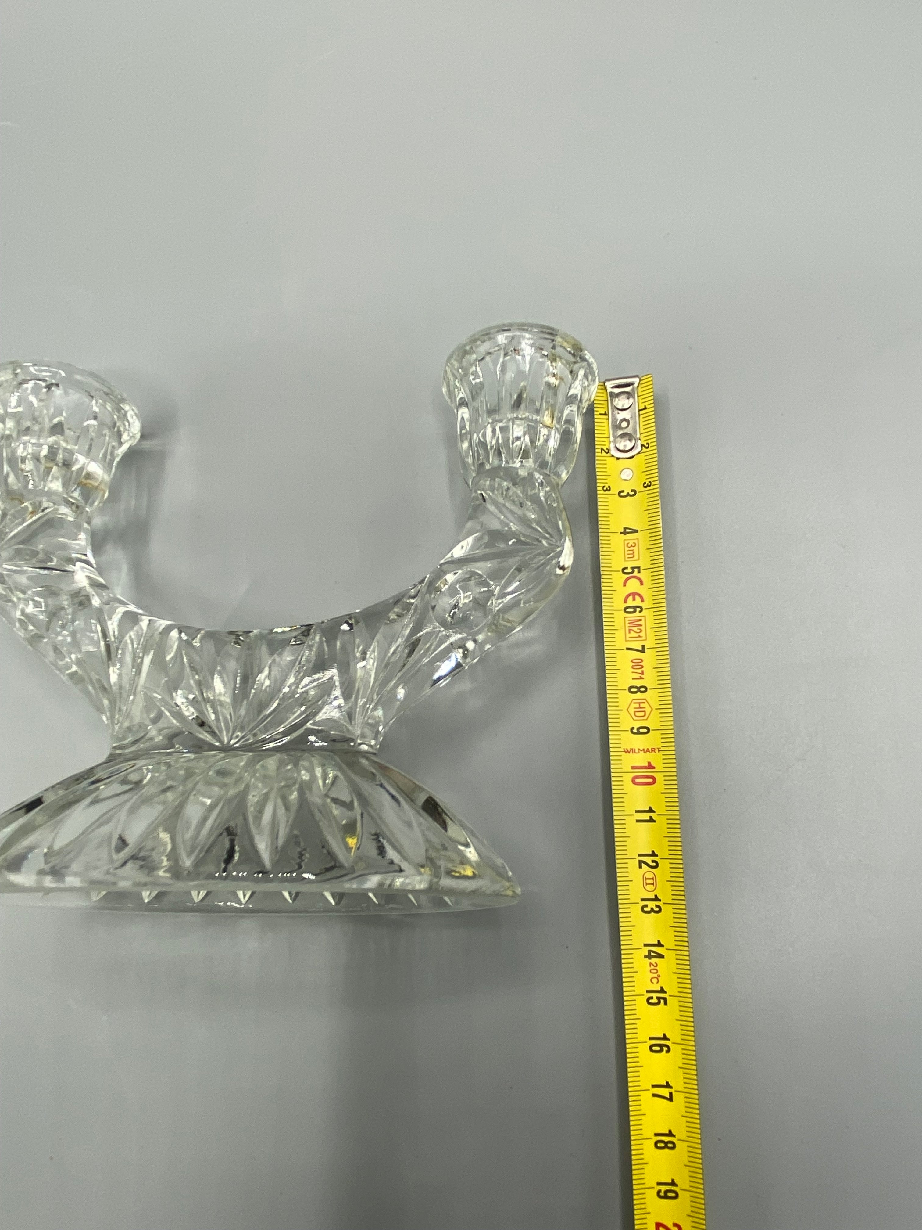 Bougeoir double cristal taillé, mesure largeur environ 20 cm