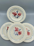 4 assiettes creuses Digoin & Sarreguemines modèle Cannes – décor roses bordeaux