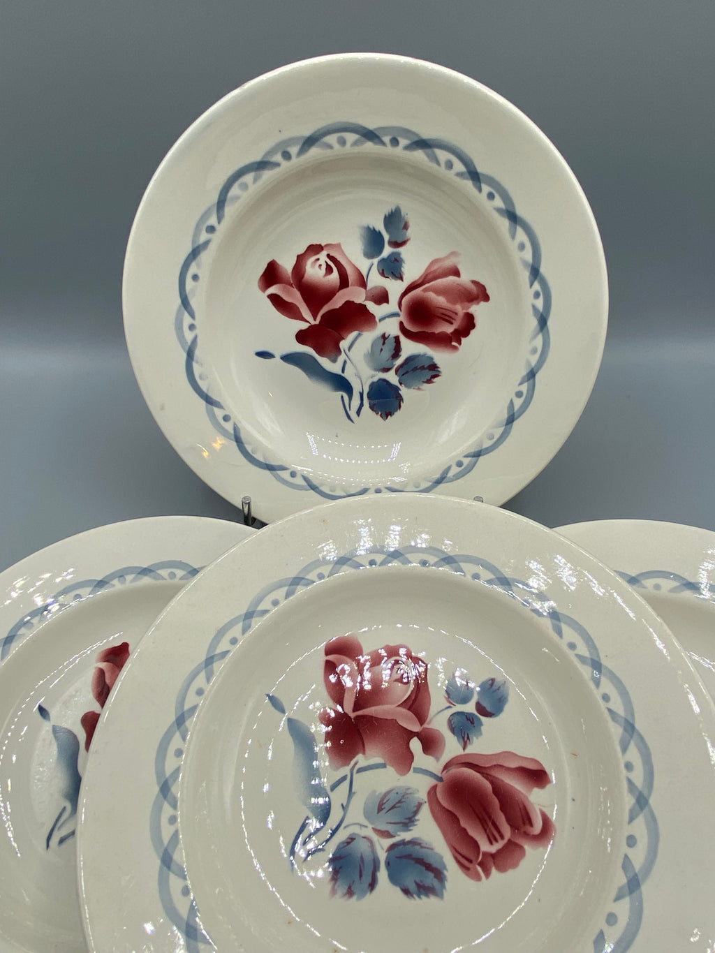 4 assiettes creuses Digoin & Sarreguemines Cannes – vue d'ensemble