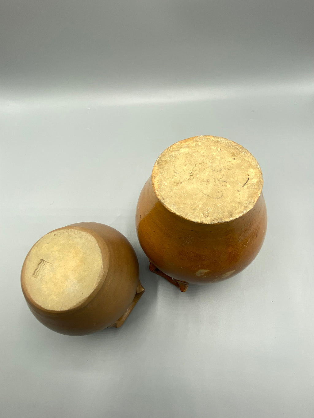 2 pots grès brun – hauteur 10 et 14 cm