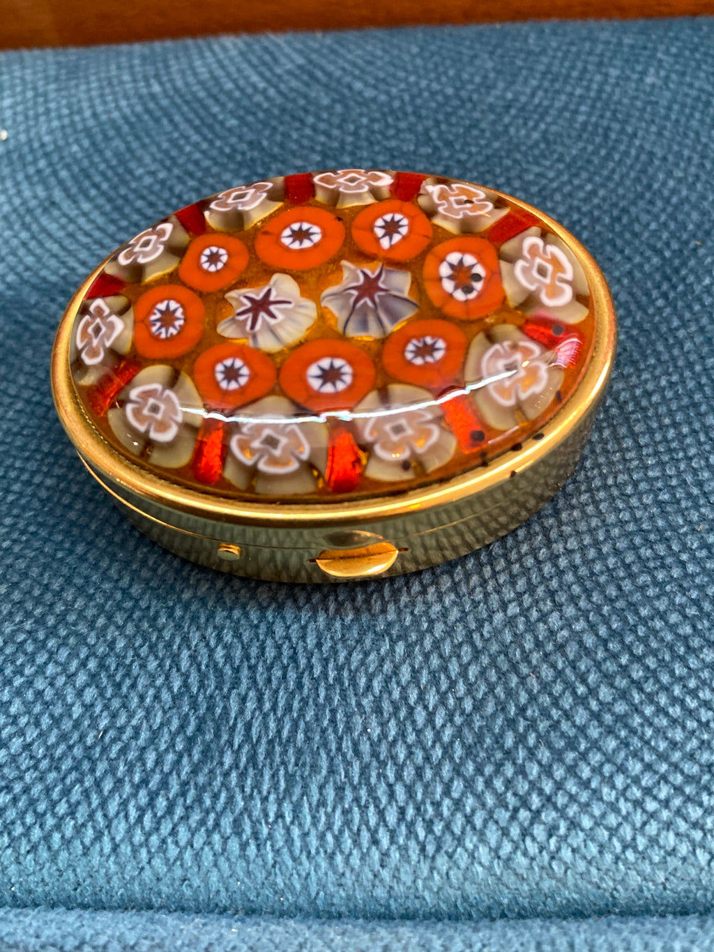 Boîte vintage millefiori Trésors d'Art du Caramy – couvercle verre coloré