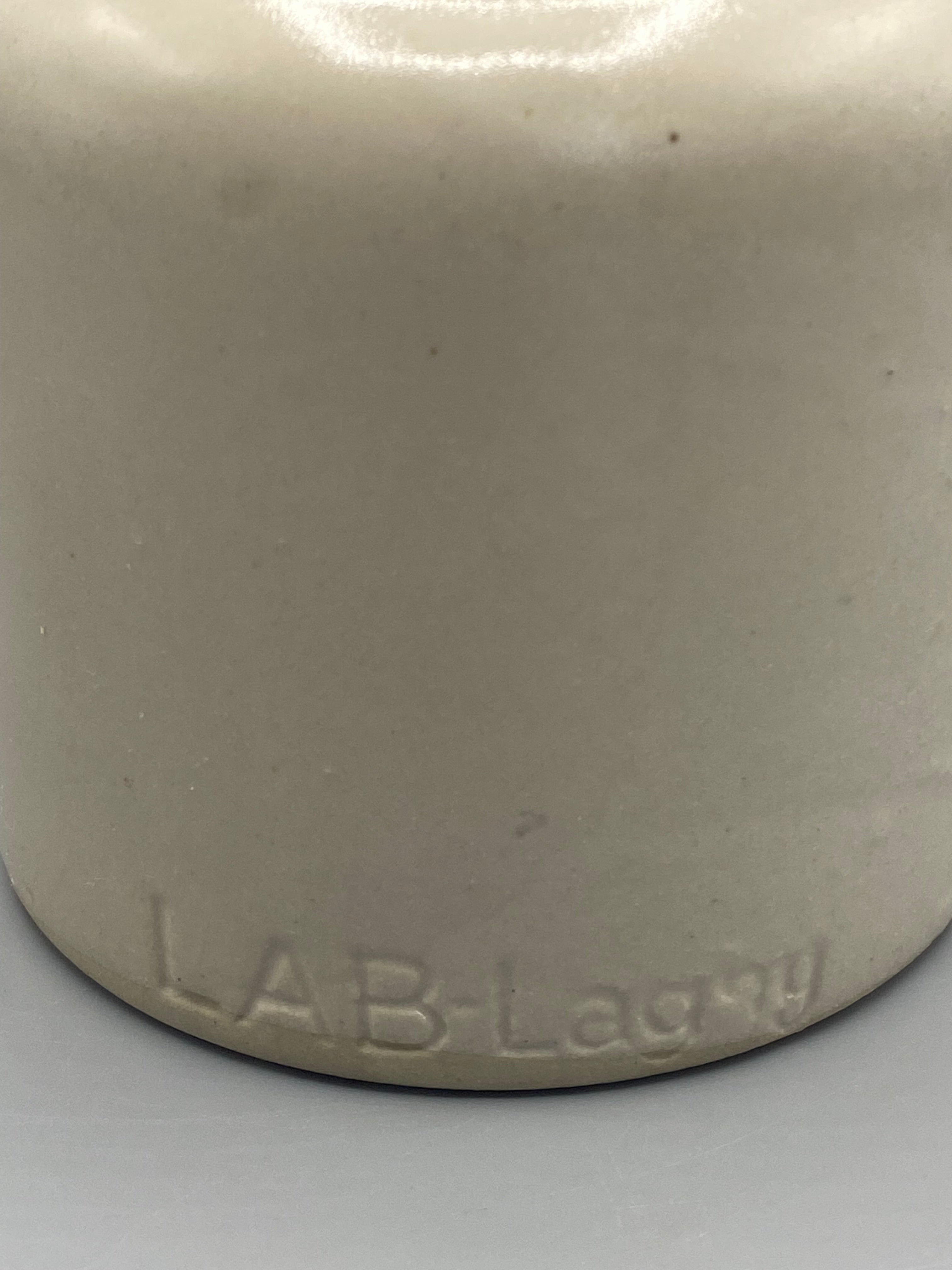 Pot à moutarde grès LAB Lagny – vue de face, émail crème