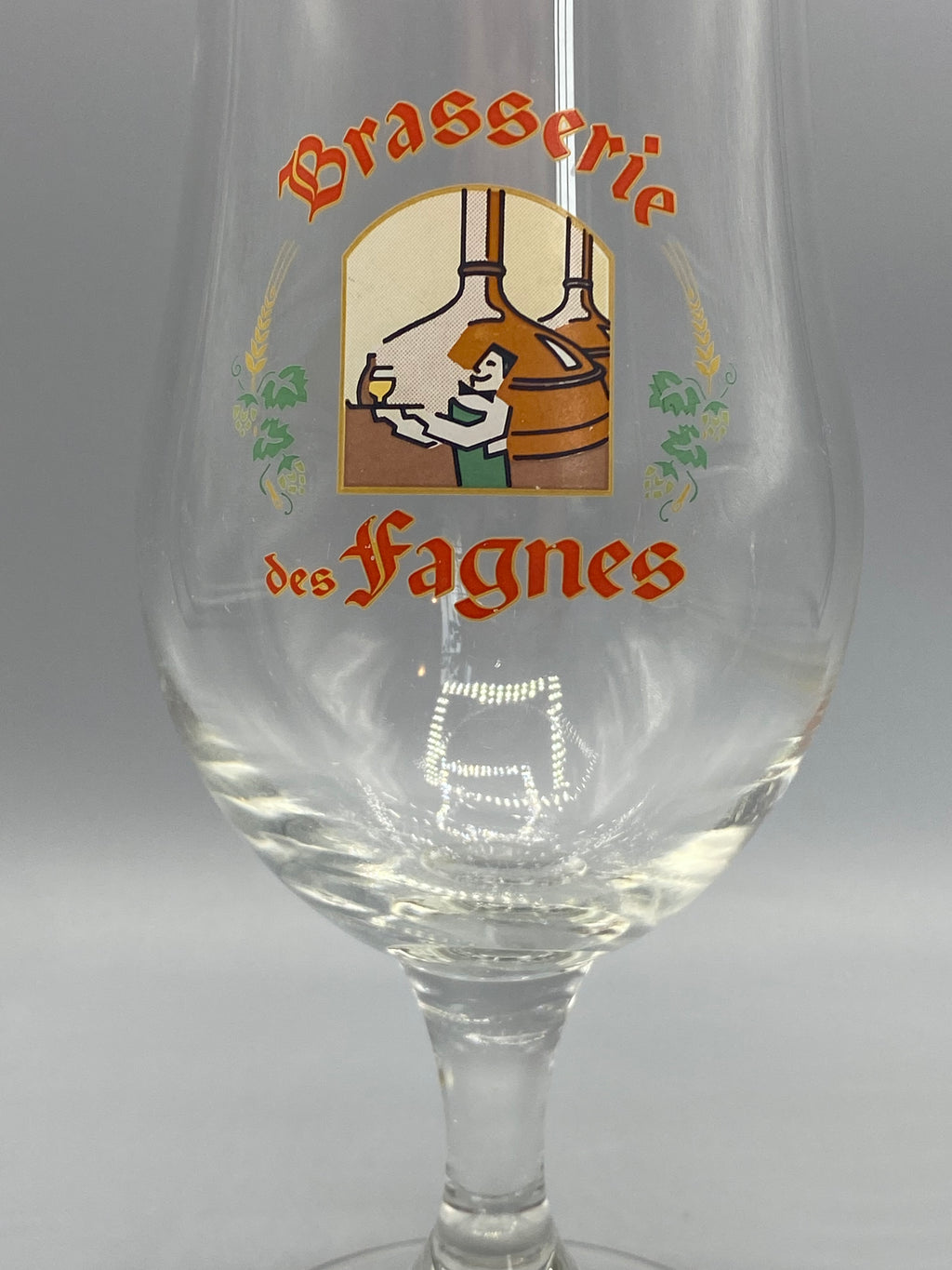 Verre Brasserie des Fagnes – détail sérigraphie scène de brassage