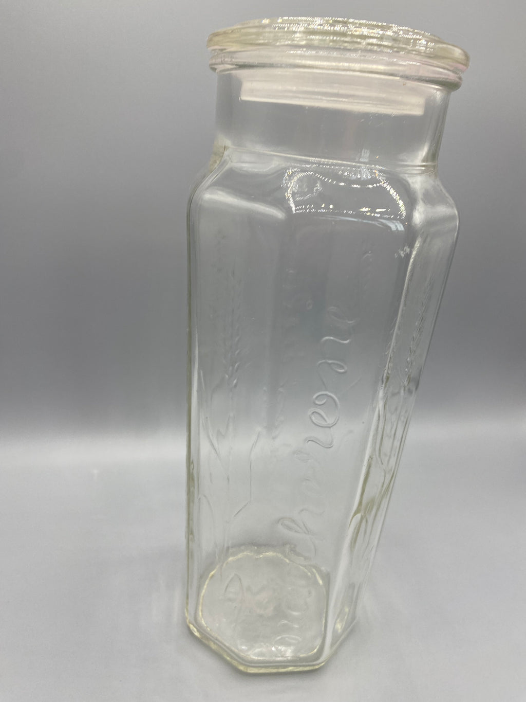 Pot à pâtes verre moulé – vue de face, inscription Spaghetti en relief