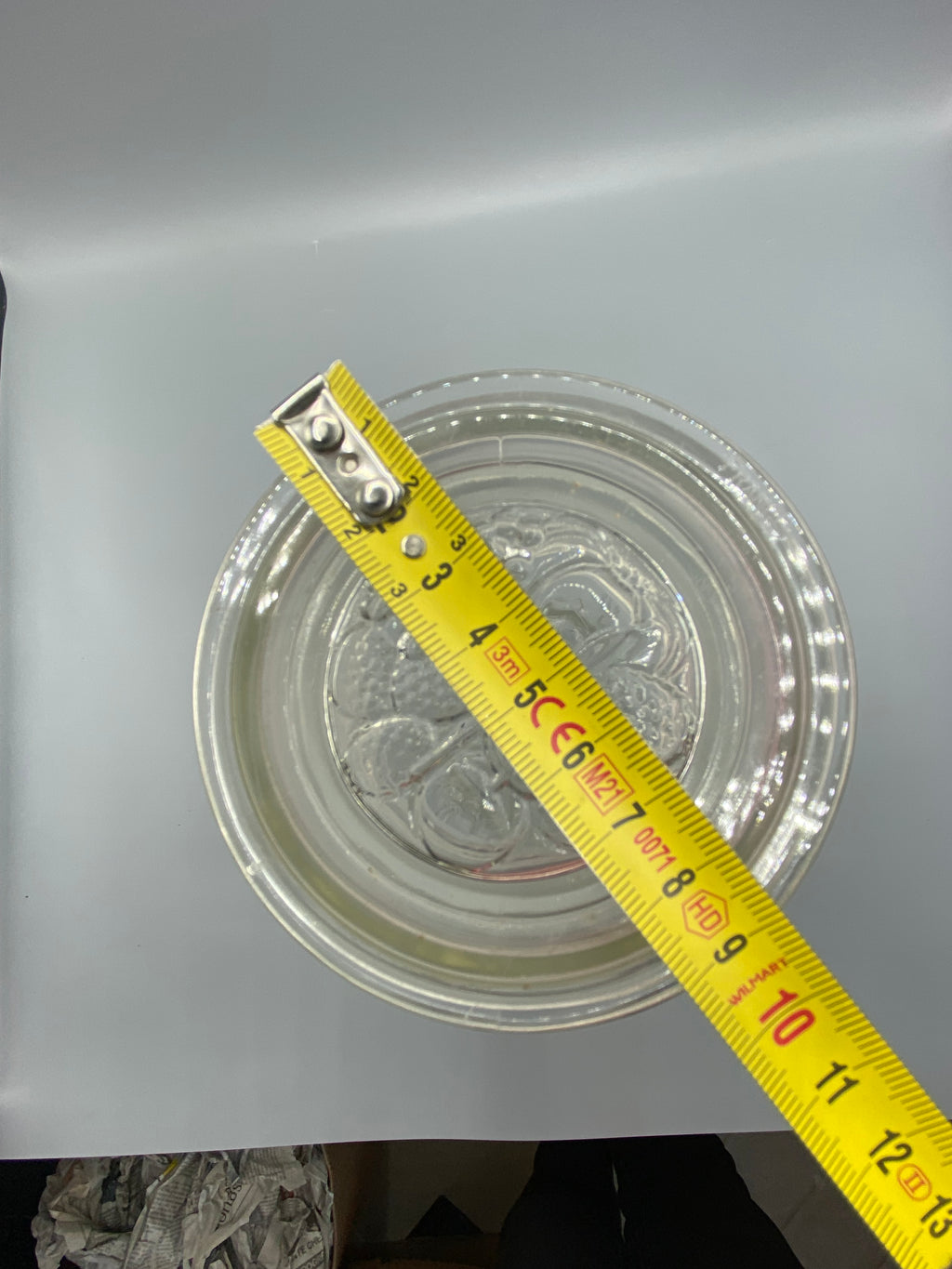 Pot à pâtes verre moulé – détail inscription Tagliatelle et épis de blé