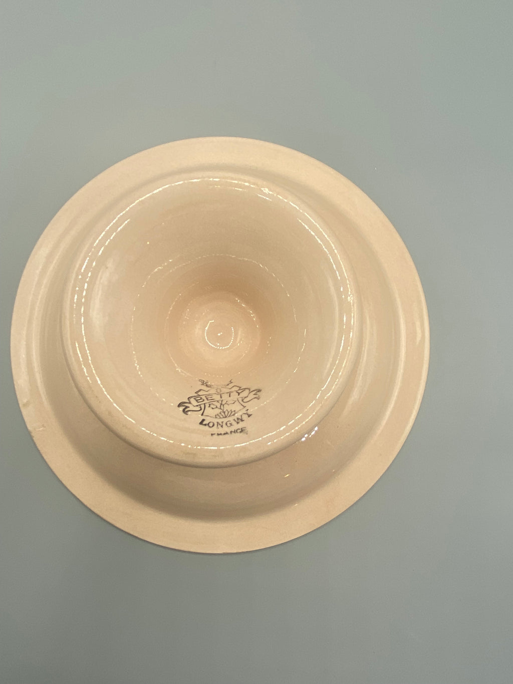 Mesure du diamètre du compotier Longwy Betty, environ 22 cm